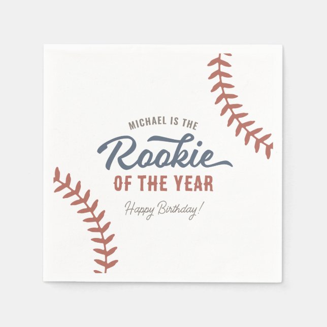 Serviette En Papier Rookie de l'année Baseball fête d'anniversaire (Devant)