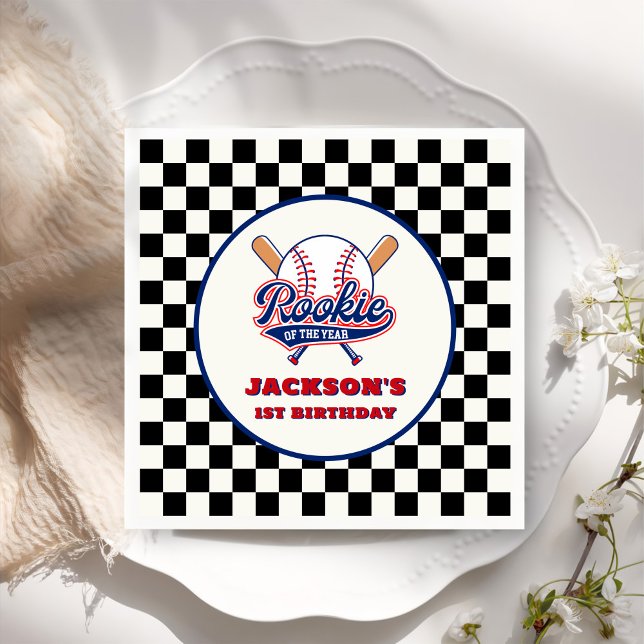 Serviette En Papier Rookie De L'Année Baseball Personnalisé Anniversai (Créateur téléchargé)