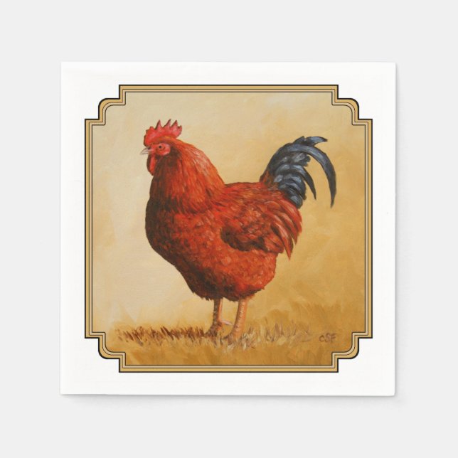 Serviette En Papier Rooster chicken de Rhode Island (Devant)