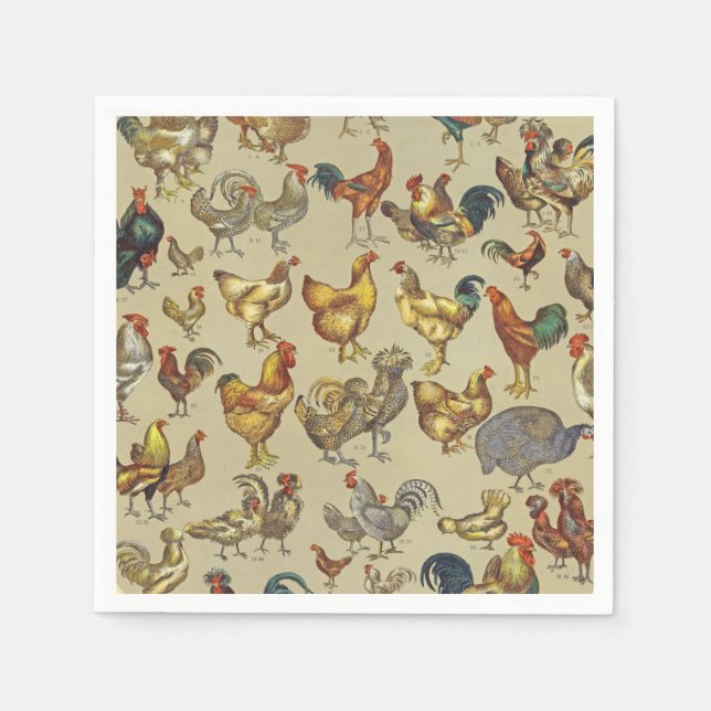 Serviette En Papier Rooster Poulet de la ferme Pays Animal (Devant)