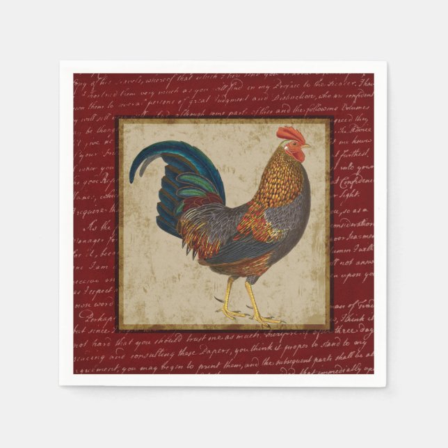 Serviette En Papier Rooster rouge (Devant)