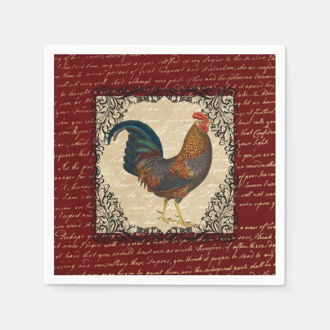 Serviette En Papier Rooster rouge (Devant)