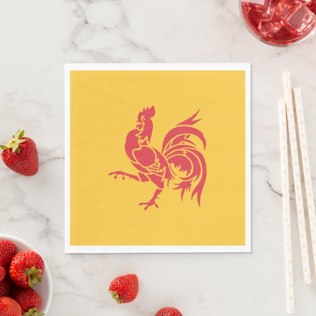 Serviette En Papier Rooster rouge (Drapeau de Wallonie) (En situation)
