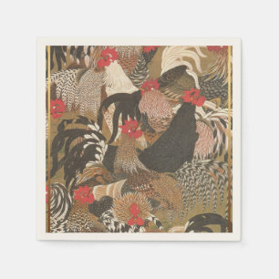 Serviette En Papier Roosters peinture japonaise Rooster Année 2017 Pap