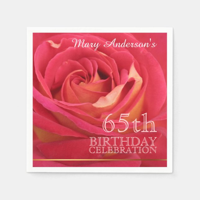 Serviette En Papier Rose 65e anniversaire Papier de fête Napkins -2- (Devant)