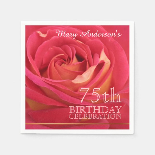 Serviette En Papier Rose 75e anniversaire Papier de fête Napkins -2- (Devant)
