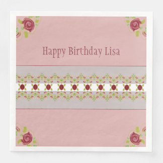 Serviette En Papier Rose à fleurs