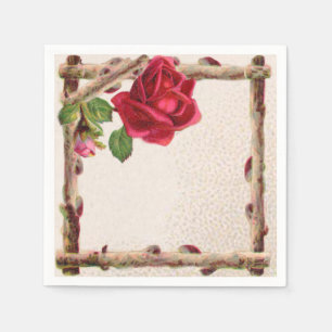 Serviette En Papier Rose ancienne vintage rustique victorienne antique