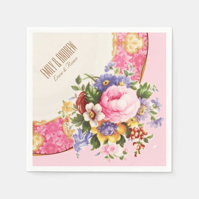 Serviette En Papier Rose anglais victorien Garden Party Napkins (Devant)