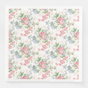 Serviette En Papier Rose anglaise chintz, rose bleu vert