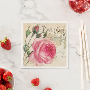 Serviette En Papier Rose Antique