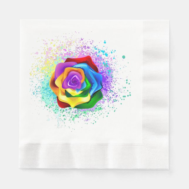 Serviette En Papier Rose arc-en-ciel coloré (Devant)