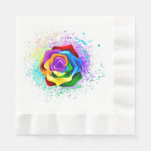 Serviette En Papier Rose arc-en-ciel colorée