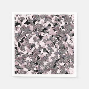 Serviette En Papier Rose Argent & Beauté Noir Brillant Gloss Féminin