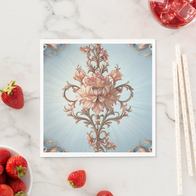 Serviette en papier Rose Baroque    (En situation)