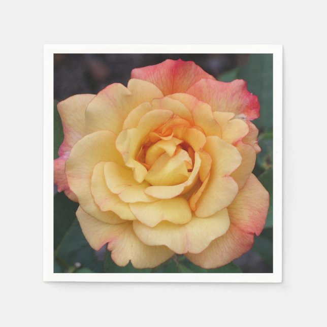 Serviette En Papier Rose Beautiful Pink and Yellow Floral (Devant)