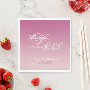 Serviette En Papier Rose Blanc Blush Amour Toujours Mariage