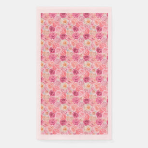 Serviette En Papier Rose Blanc Magenta Floral Fleurs Élégant