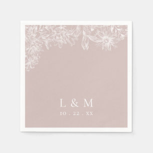 Serviette En Papier Rose blanc Monogramme Mariage serviettes