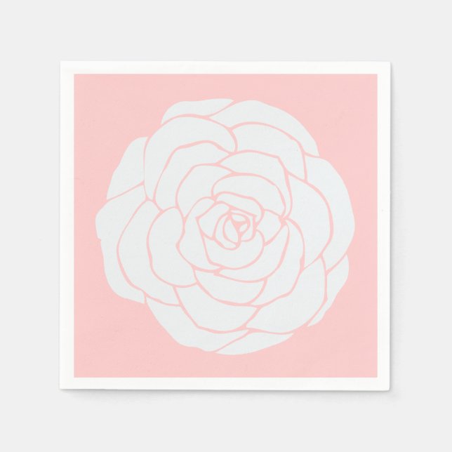 Serviette En Papier Rose blanche (Devant)