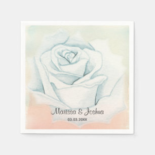 Serviette En Papier Rose blanche aquarelle