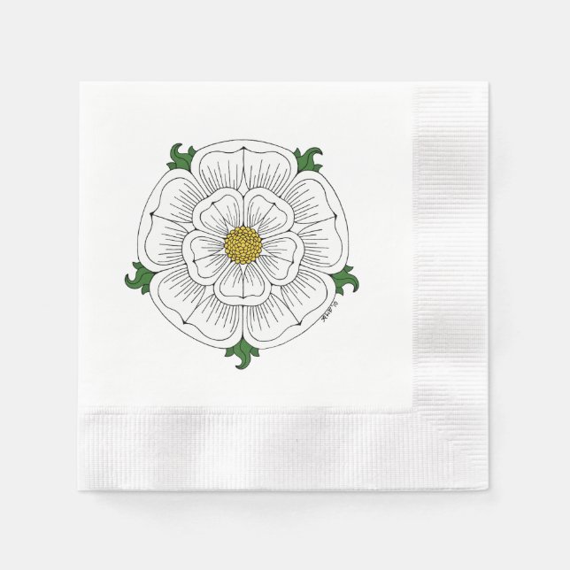 Serviette En Papier Rose blanche de York (Devant)