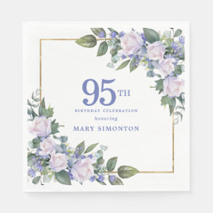 Serviette En Papier Rose Blanche Fête d'anniversaire personnalisée 95 