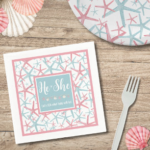 Serviette En Papier Rose Bleu Fête de Révélation du Sexe d'Été