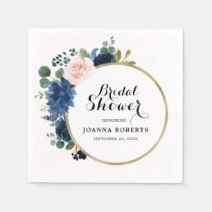 Serviette En Papier Rose botanique rose fuchsia bleu marine