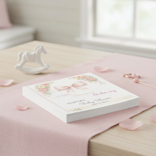 Serviette En Papier Rose Bow Coquette Fleurie Fille Baie Douche