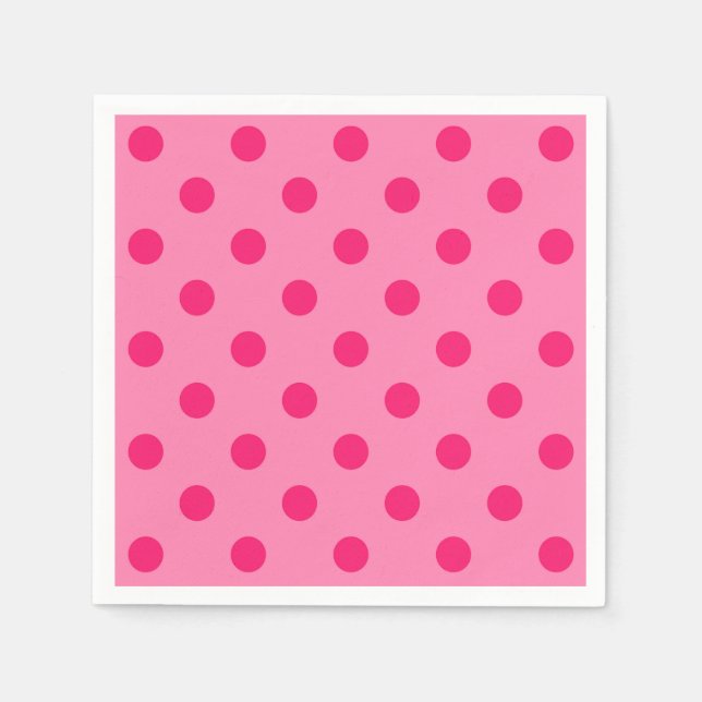 Serviette En Papier Rose Chaud Sur Pois Rose Design Motif (Devant)