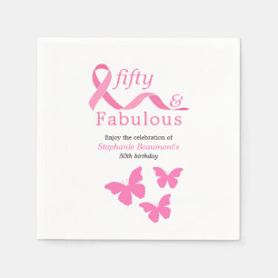 Serviette En Papier Rose Cinquante Fabuleux Combat Contre le Cancer 50