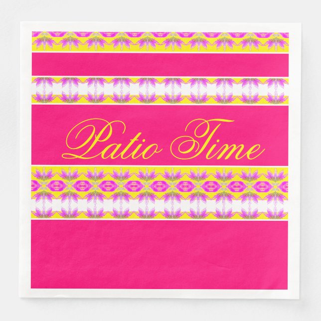 Serviette En Papier Rose clair avec jaune (Devant)