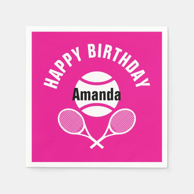 Serviette En Papier Rose clair J'aime le tennis (Devant)
