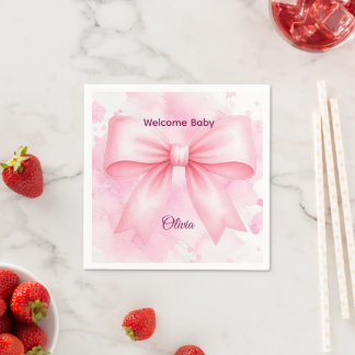 Serviette en papier rose Coquette Bienvenue Bébé