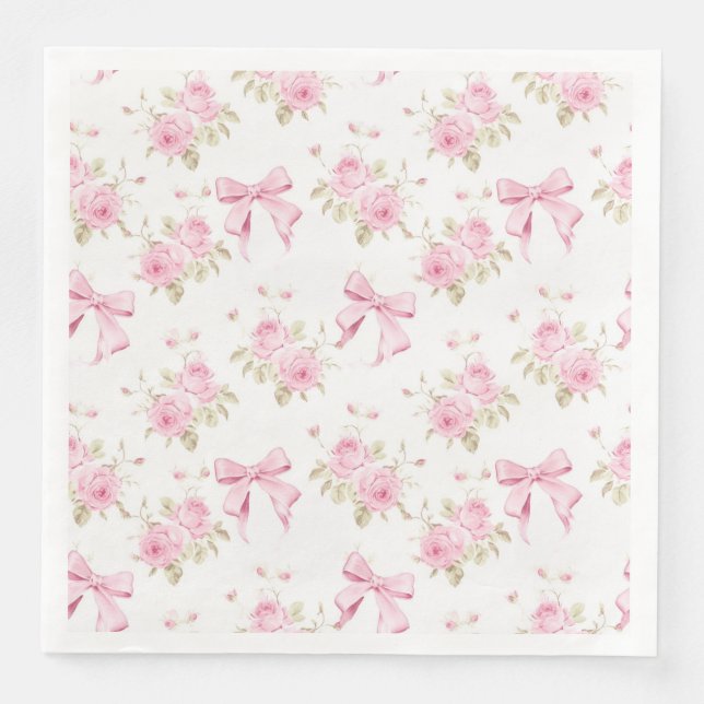Serviette En Papier Rose Coquette Rose Cottage (Devant)