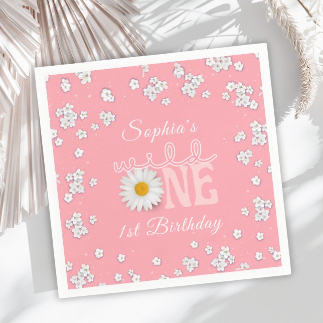 Serviette en papier Rose Daisy Wild One pour 1er a (Créateur téléchargé)