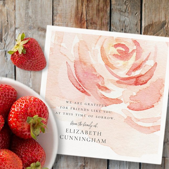 Serviette En Papier Rose d'aquarelle Memorial Flower Élégant chic (Créateur téléchargé)