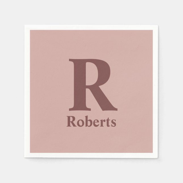 Serviette En Papier Rose de cannelle Initiale/Première/Nom de famille (Devant)