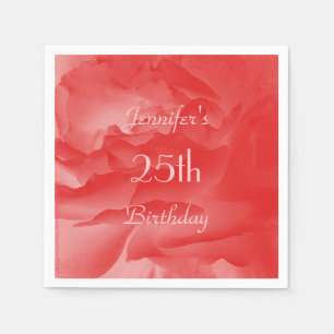 Serviette En Papier Rose de corail élégant élégant de rose, 25ème