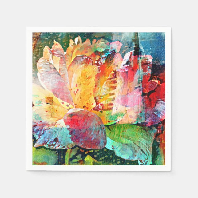 Serviette En Papier Rose de fleurs (Devant)