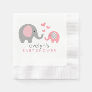 Serviette En Papier Rose de serviettes de baby shower d'éléphant de