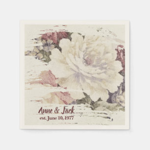 Serviette En Papier Rose de tapisserie Vintage Anniversaire