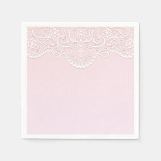 Serviette En Papier Rose, Dentelle Blanche, Religieuse