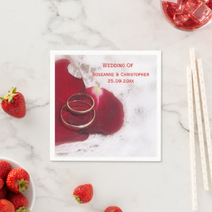 Serviette En Papier Rose des anneaux d'or Mariage