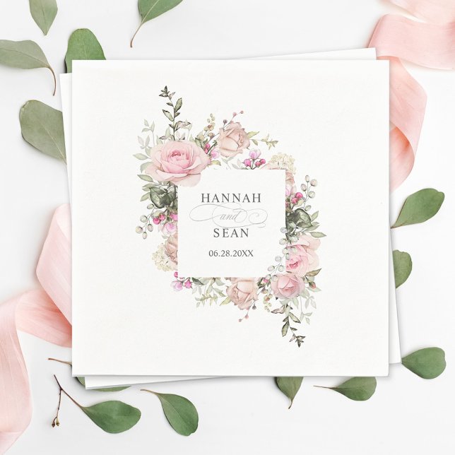 Serviette En Papier Rose d'été Jardin Floral Mariage (Créateur téléchargé)
