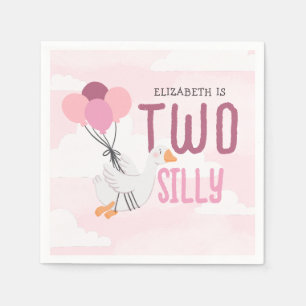 Serviette En Papier Rose Deux oies sottes 2e fête d'anniversaire
