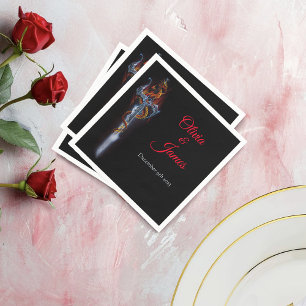 Serviette En Papier Rose d'Imaginaire Red Dragon Sword Mariage