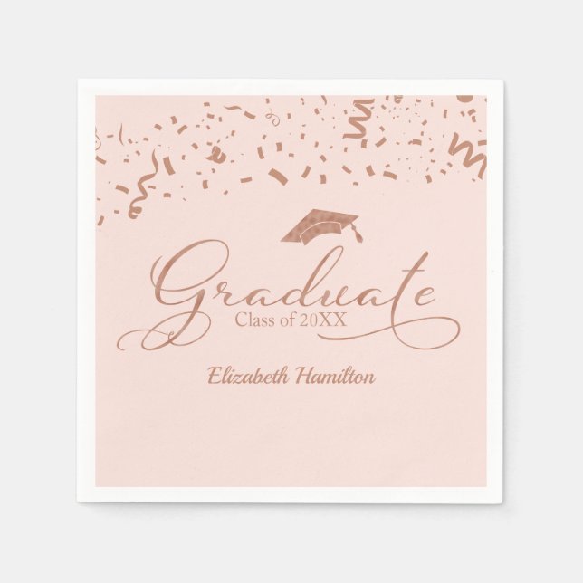 Serviette En Papier Rose diplômé Gold Foil Parti de graduation rose (Devant)