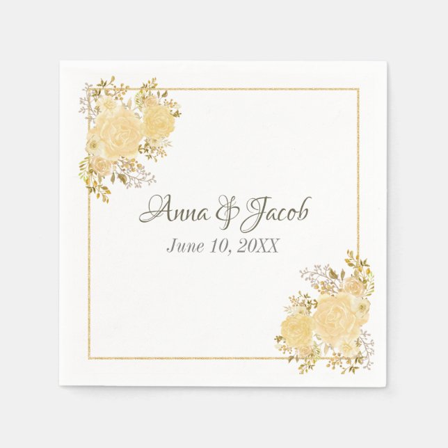 Serviette En Papier Rose d'or Monogram Mariage Napkin (Devant)